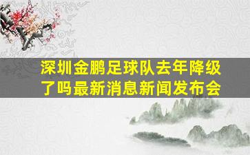 深圳金鹏足球队去年降级了吗最新消息新闻发布会