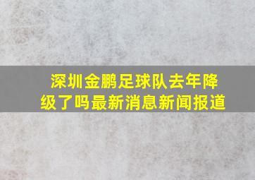 深圳金鹏足球队去年降级了吗最新消息新闻报道