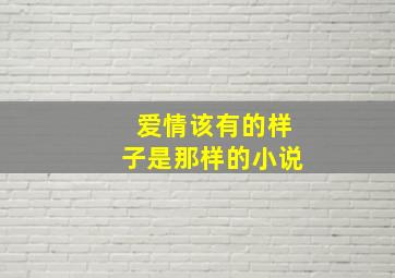 爱情该有的样子是那样的小说