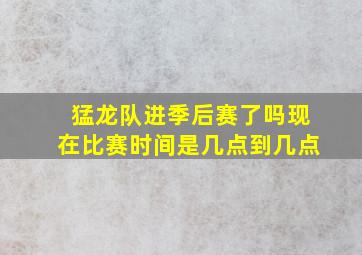 猛龙队进季后赛了吗现在比赛时间是几点到几点