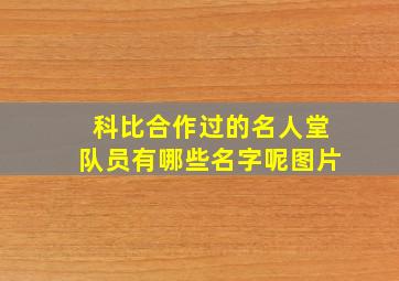 科比合作过的名人堂队员有哪些名字呢图片