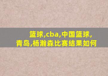 篮球,cba,中国篮球,青岛,杨瀚森比赛结果如何