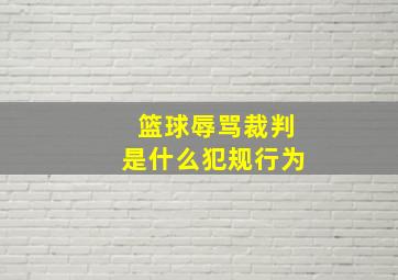 篮球辱骂裁判是什么犯规行为