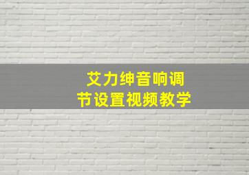 艾力绅音响调节设置视频教学