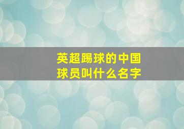 英超踢球的中国球员叫什么名字