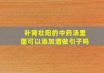 补肾壮阳的中药汤里面可以添加酒做引子吗