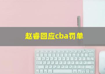 赵睿回应cba罚单