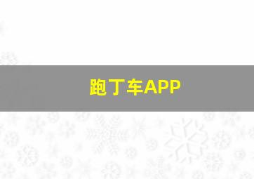 跑丁车APP