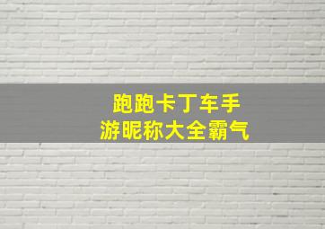 跑跑卡丁车手游昵称大全霸气