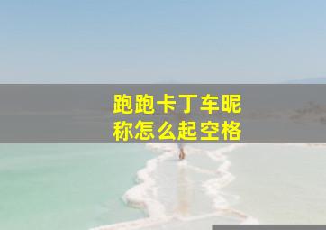 跑跑卡丁车昵称怎么起空格