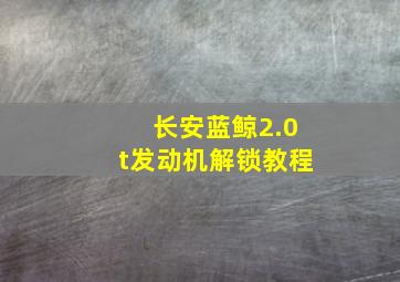 长安蓝鲸2.0t发动机解锁教程