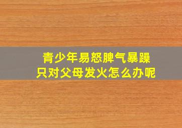 青少年易怒脾气暴躁只对父母发火怎么办呢