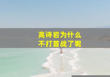 高诗岩为什么不打首战了呢