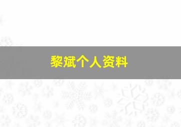 黎斌个人资料